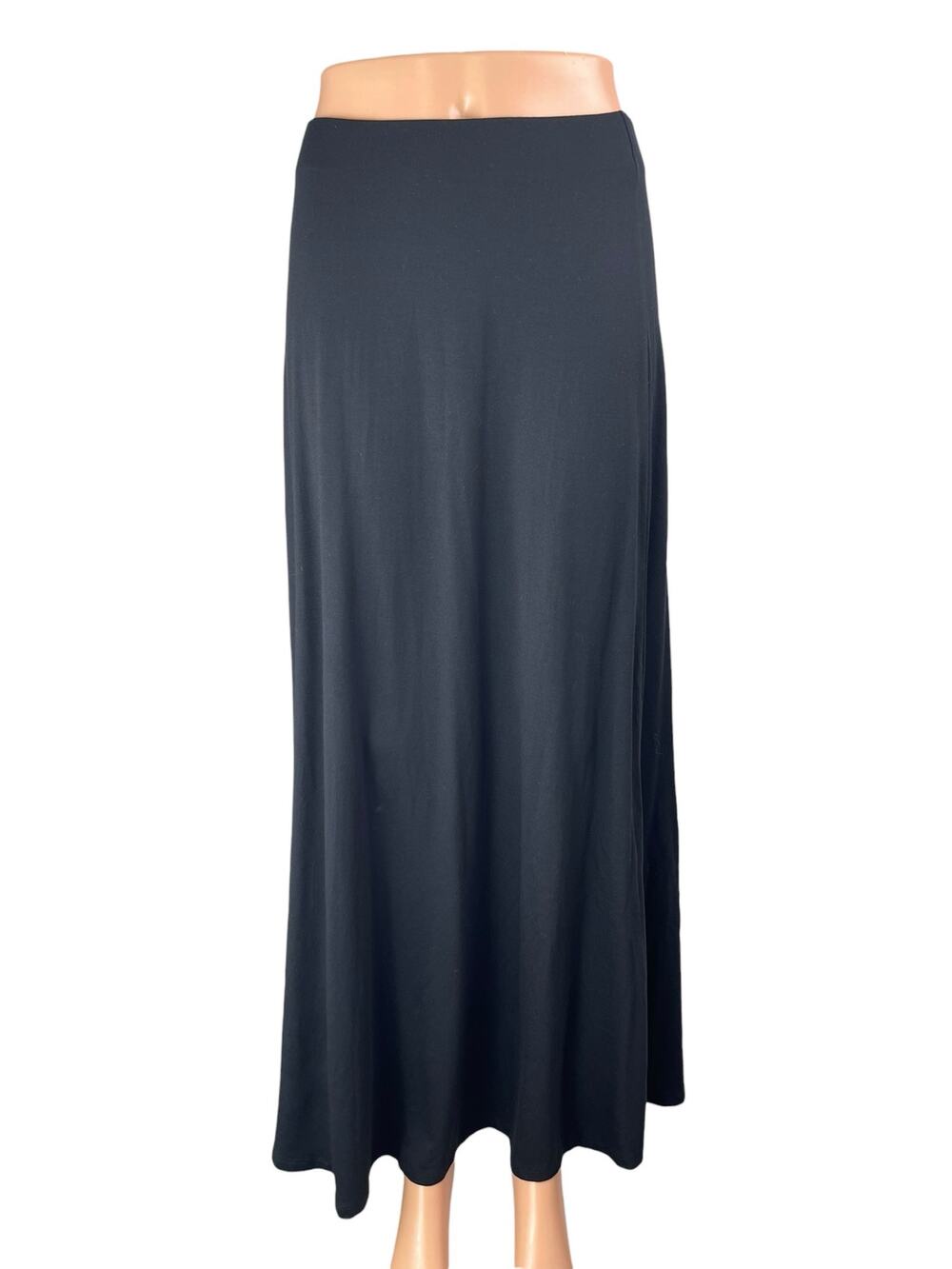 NEW Na-Kd Women's Black Elastic Waist Soft Line Flowy Maxi A-Line Skirt Size L